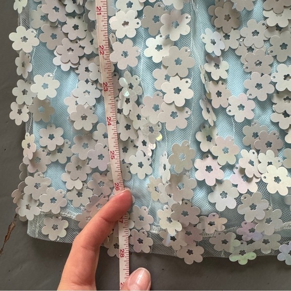 Buddy Love Light Blue 3D Floral Colby Sequin Babydoll Dress - Picture 12 of 16